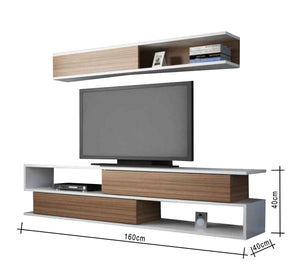 TV cabinet with overlay surfaces