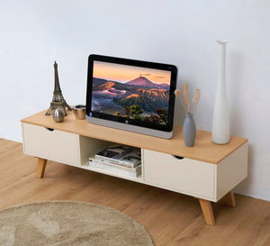 Beige & Brown TV Table - Chic & Cozy