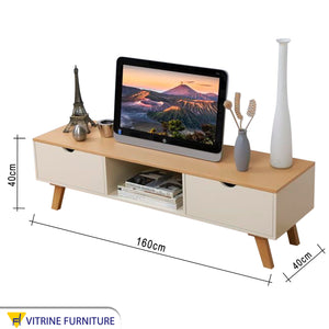 Beige and brown TV table