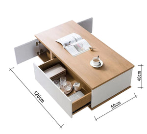 Coffee table with drawer and sliding door