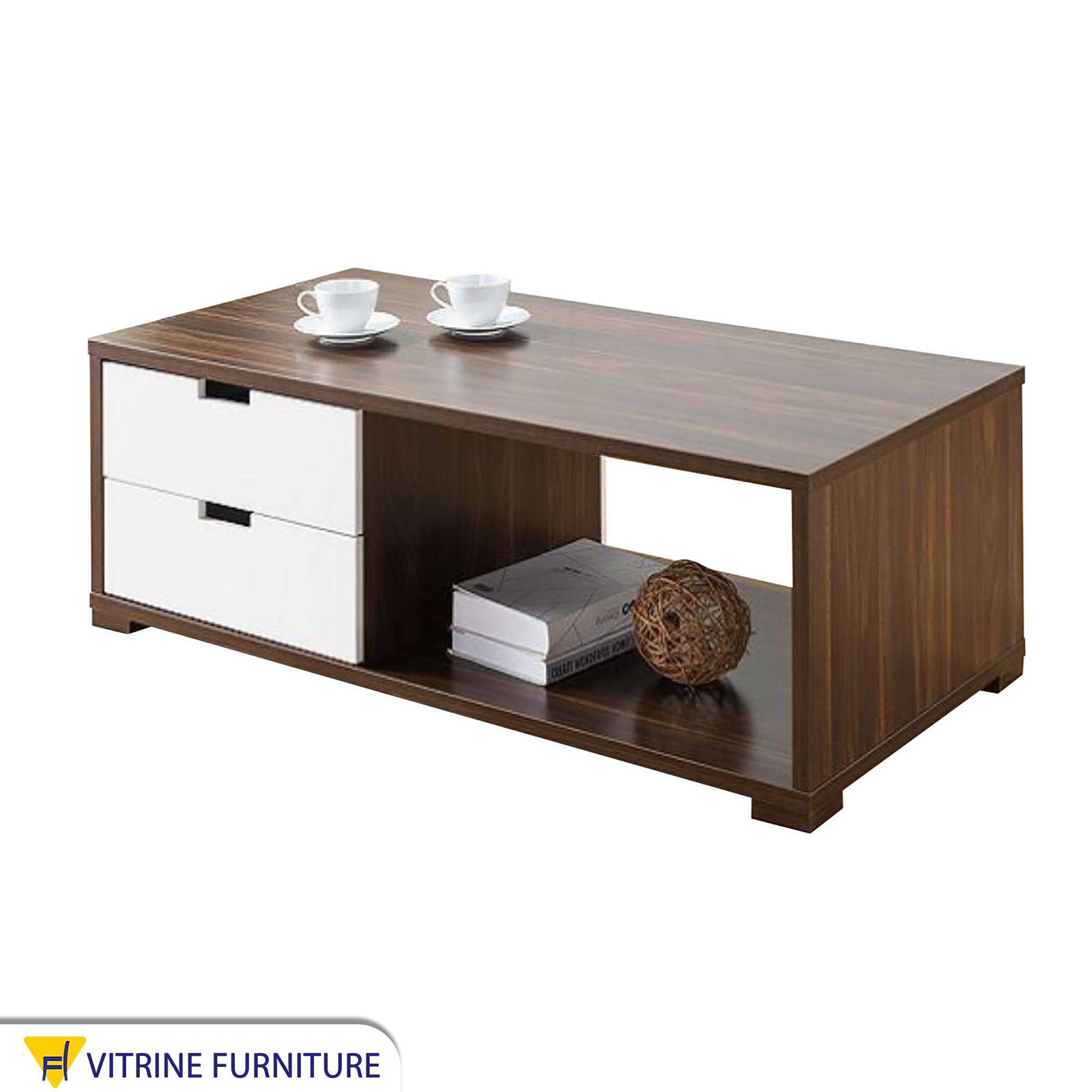 White and chocolate brown center table