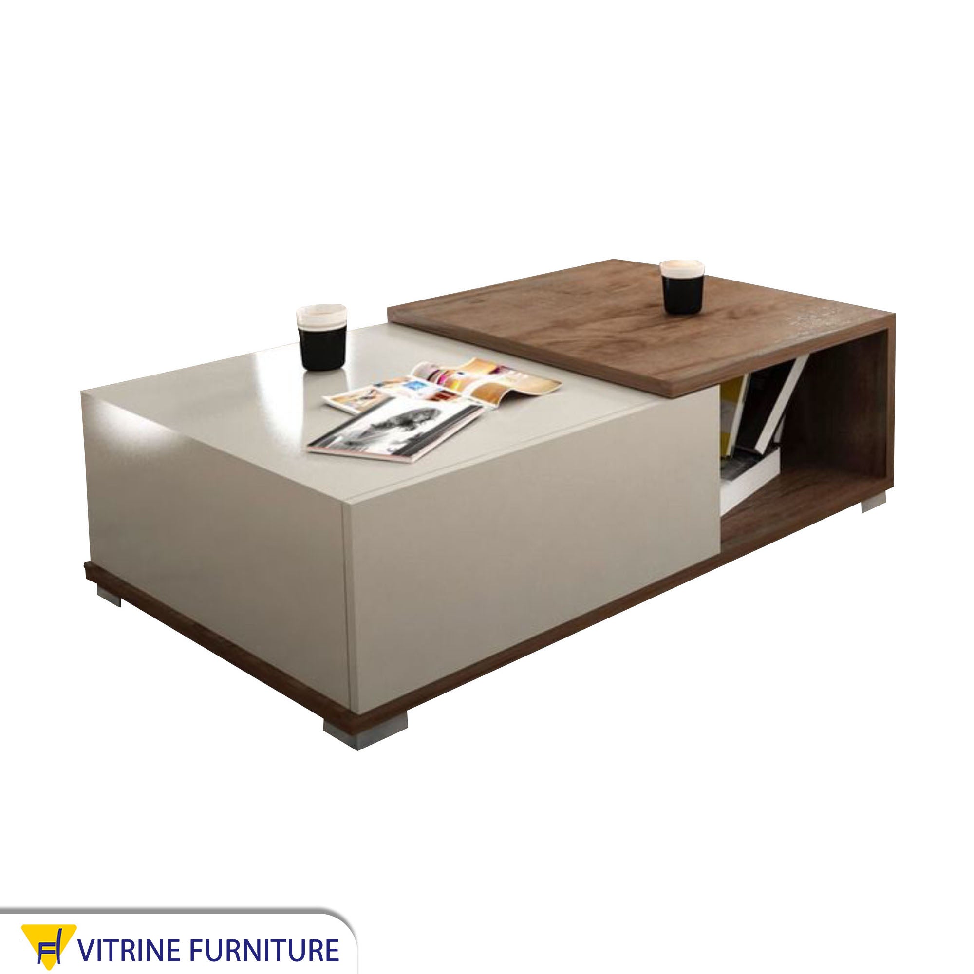 Center table in white and brown