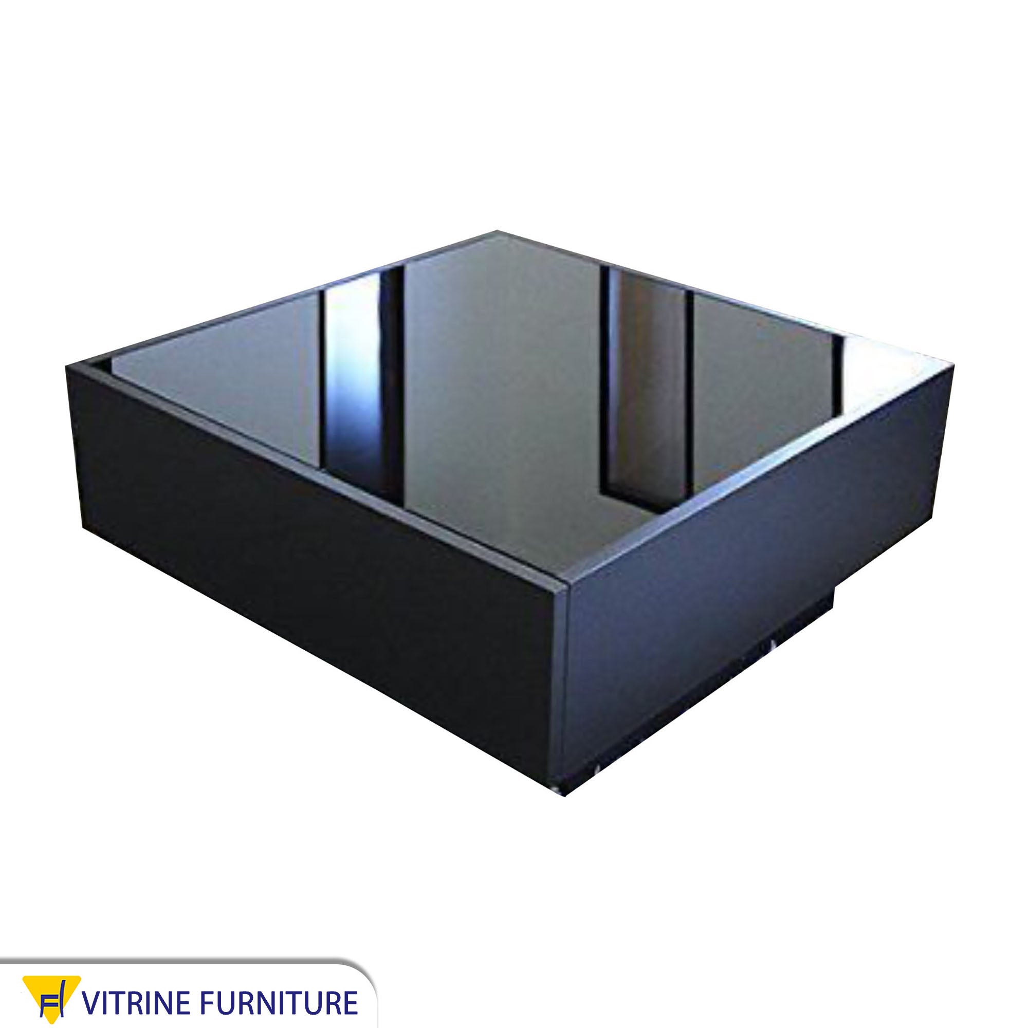 Black center table with clear glass