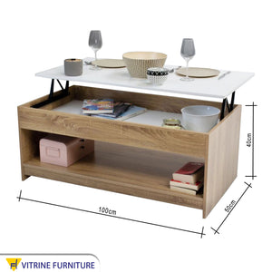 Beige table with movable top