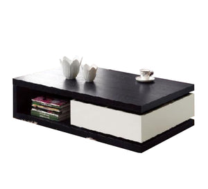 Black table with movable drawer