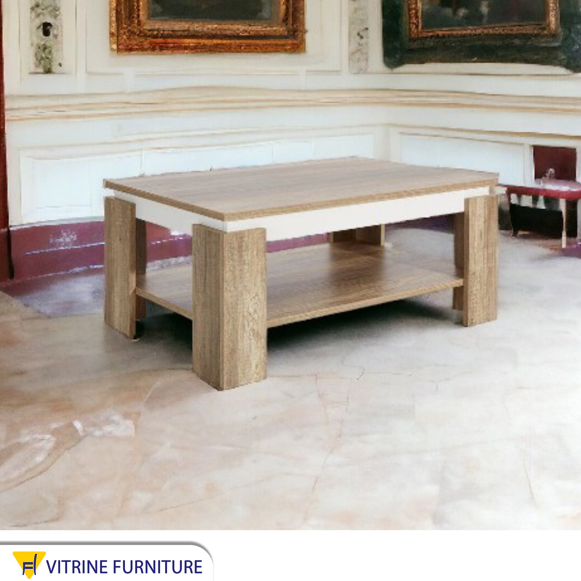 Wooden beige rectangular table