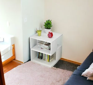 Sleek White Side Table with Storage