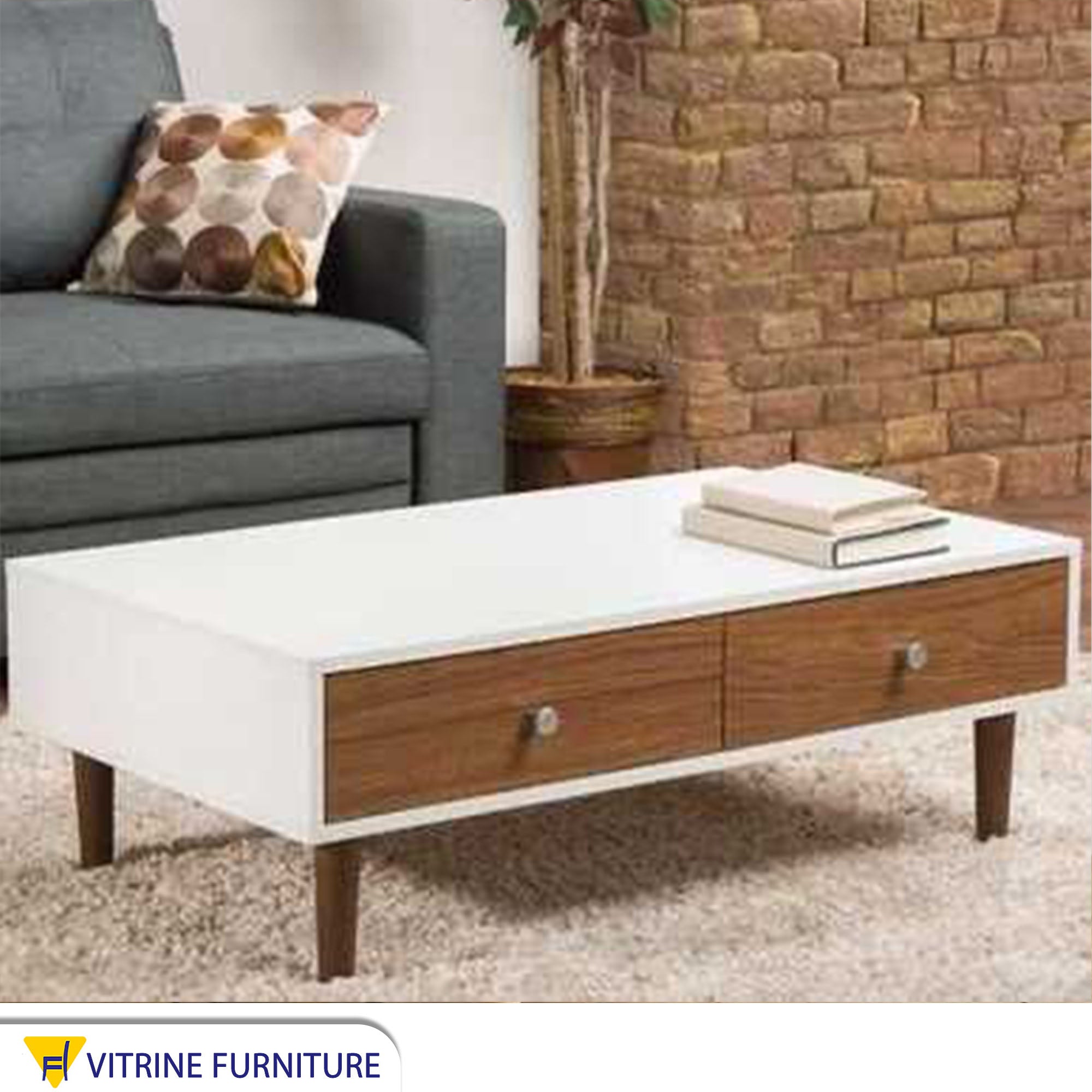 White center table with 2 drawers