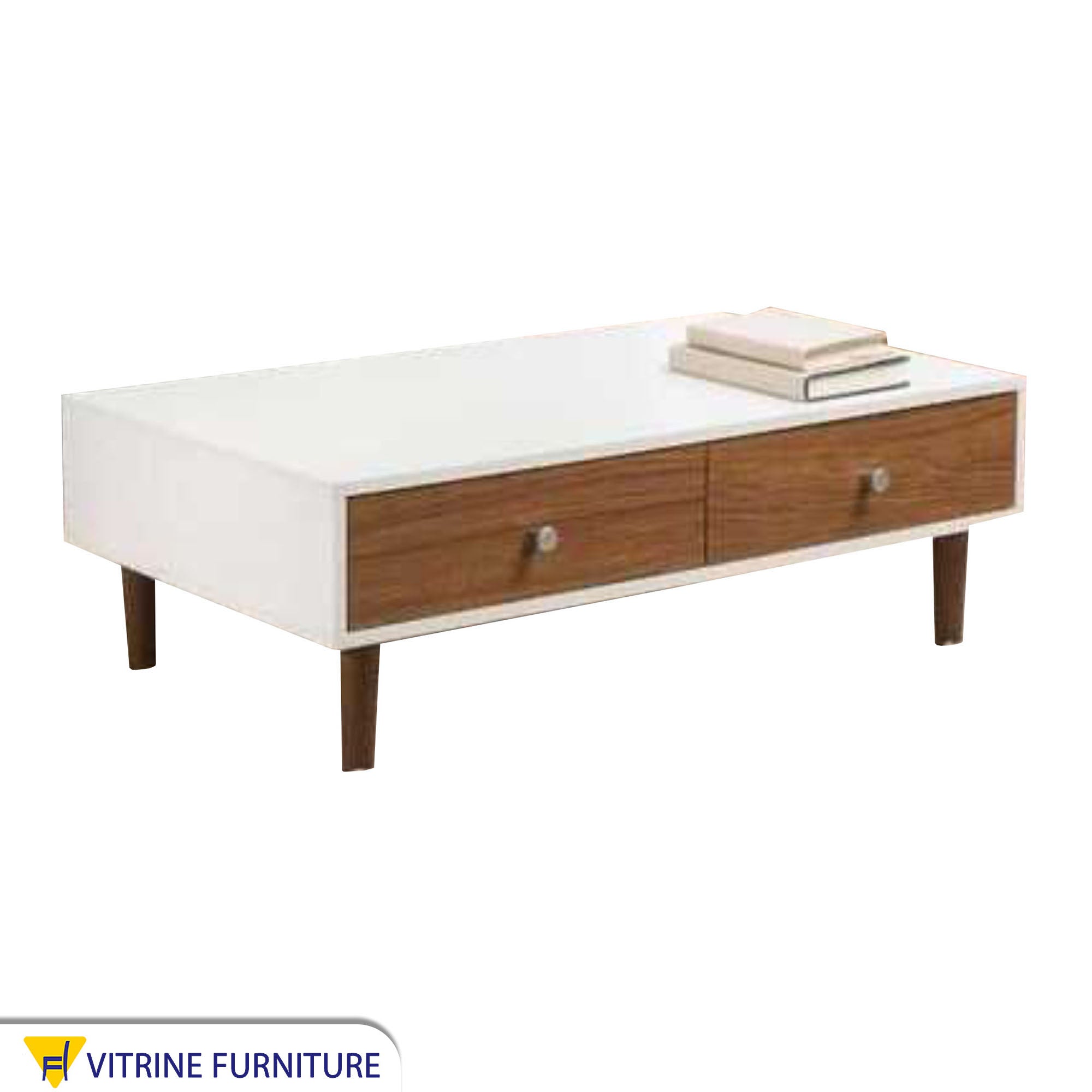 White center table with 2 drawers