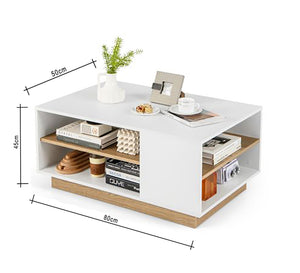 Modern white table with shelves