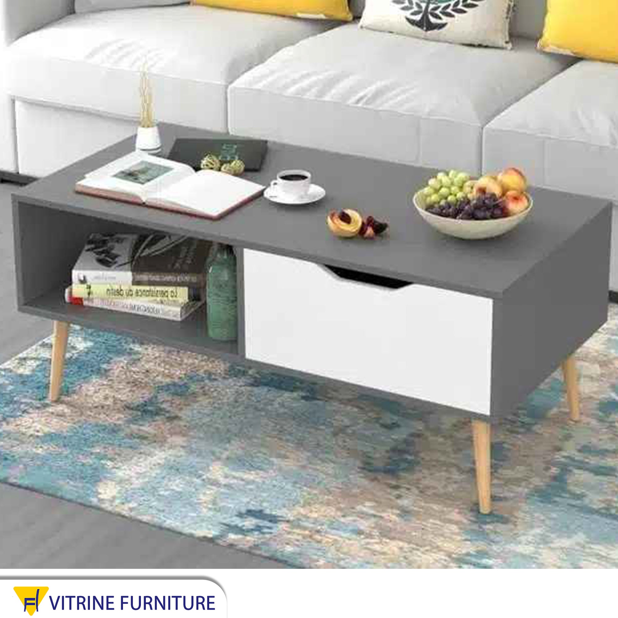 Coffee table in grey and white