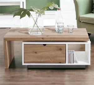 Modern table with wooden surface