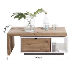 Modern table with wooden surface