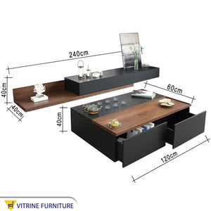 Central table and modern TV unit