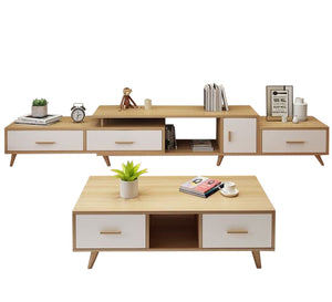 TV unit in white and wooden beige