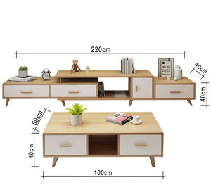 TV unit in white and wooden beige