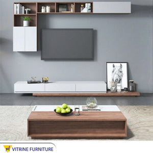 Table, TV unit and white upper part