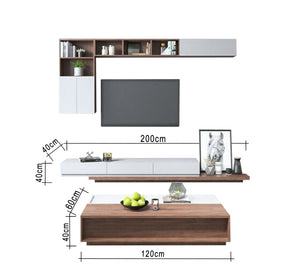 Table, TV unit and white upper part