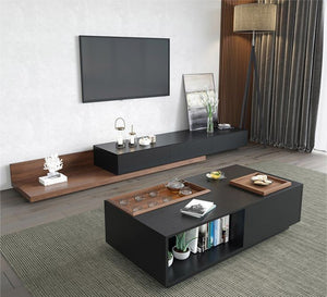 TV unit and terrace with overlapping pieces