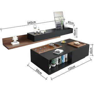 TV unit and terrace with overlapping pieces