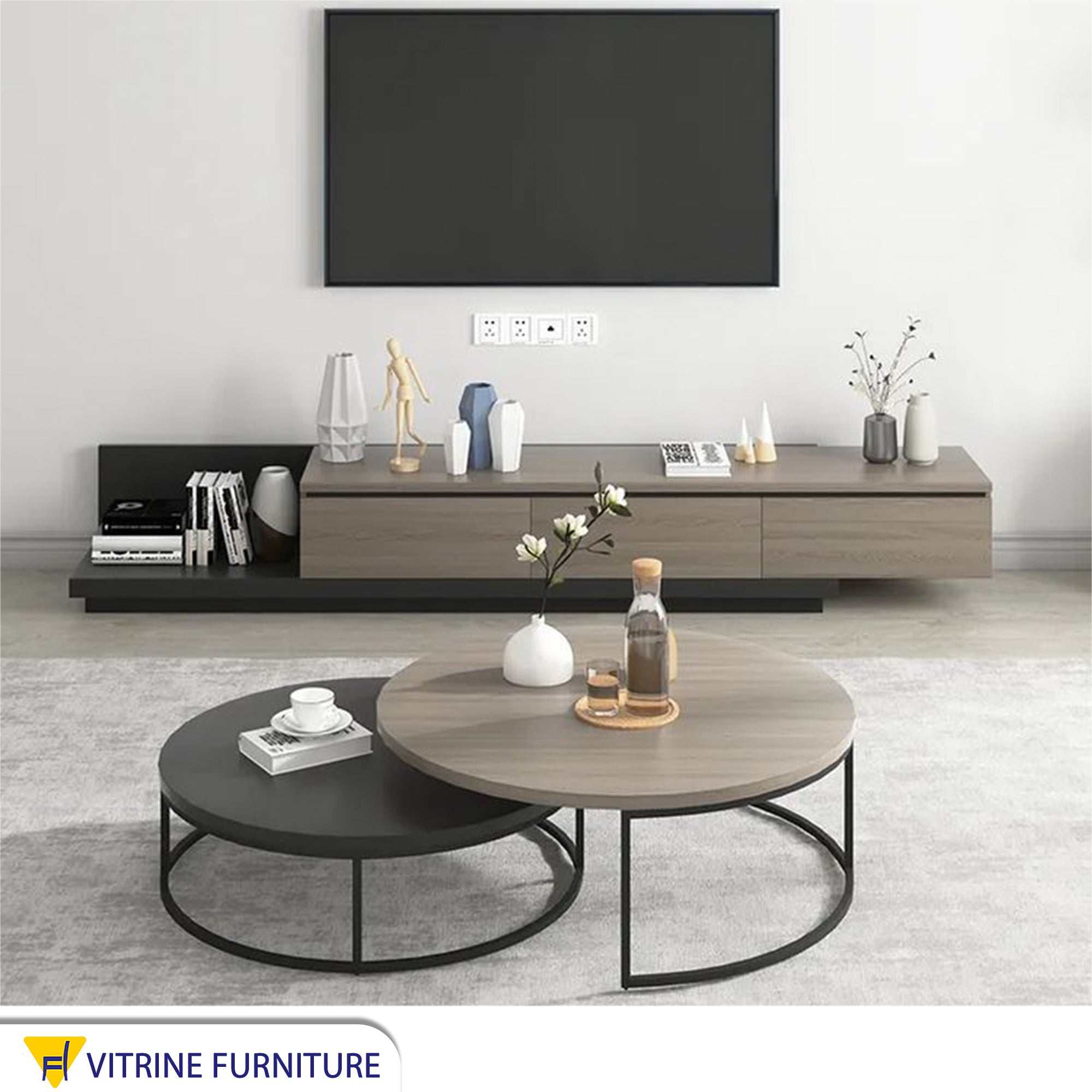 TV unit and circular center tables
