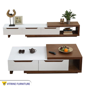 Multi-surface table and modern TV unit