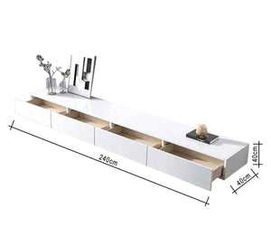 Modern white TV unit and table