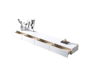 Modern white TV unit and table