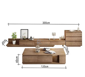 TV Desk with Elevated Top & Wood Table