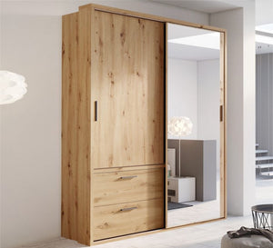 Beige Cupboard with Sleek Design with Mirror