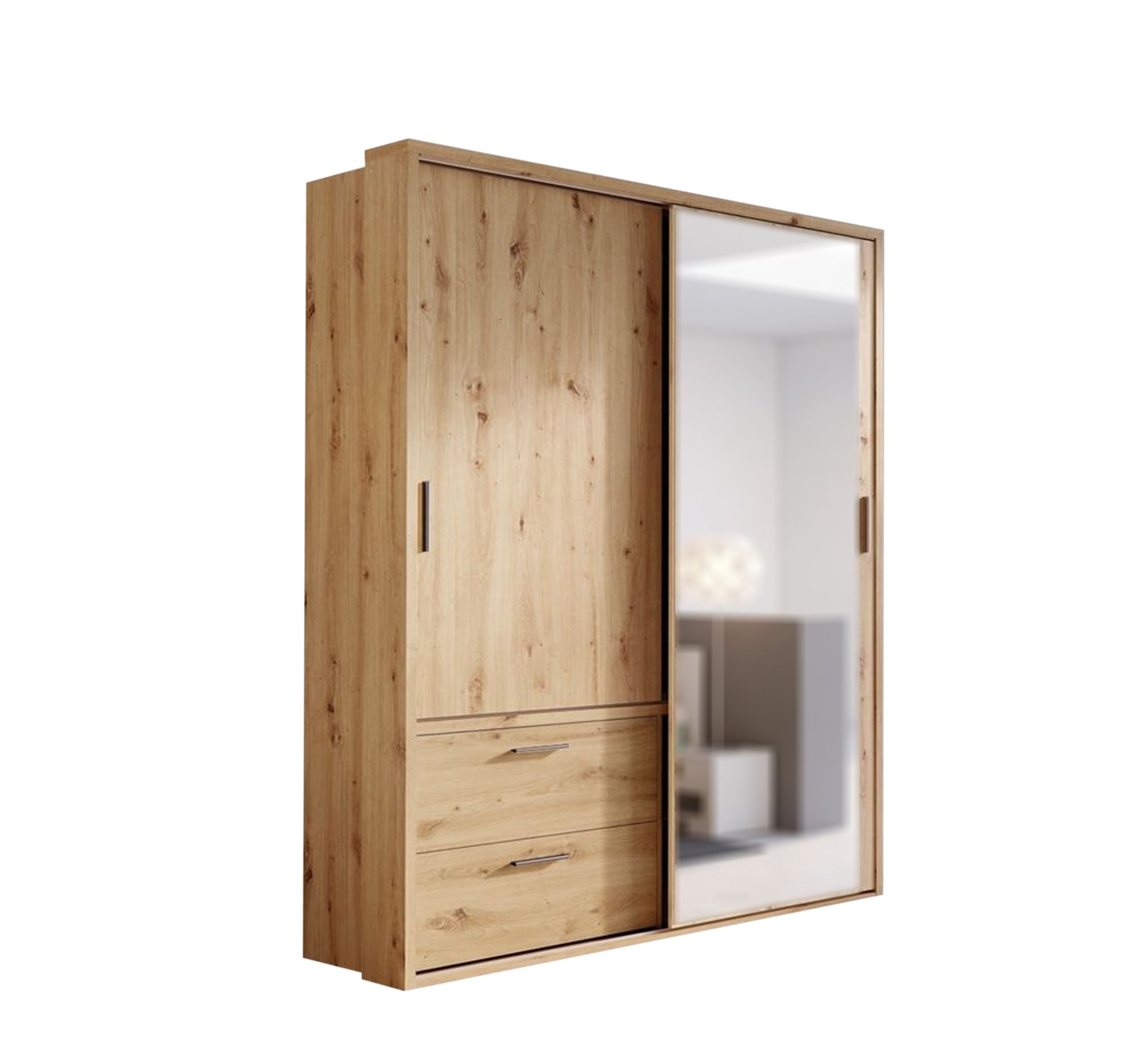 Beige Cupboard with Sleek Design with Mirror