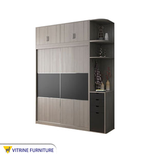 Black & Gray Wooden Wardrobe – Sleek & Stylish