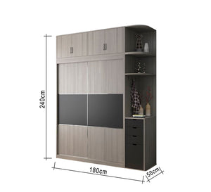 Black & Gray Wooden Wardrobe – Sleek & Stylish