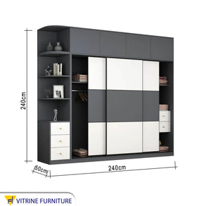 Elegance Wardrobe with Large, Dark Gray & White Storage Solution