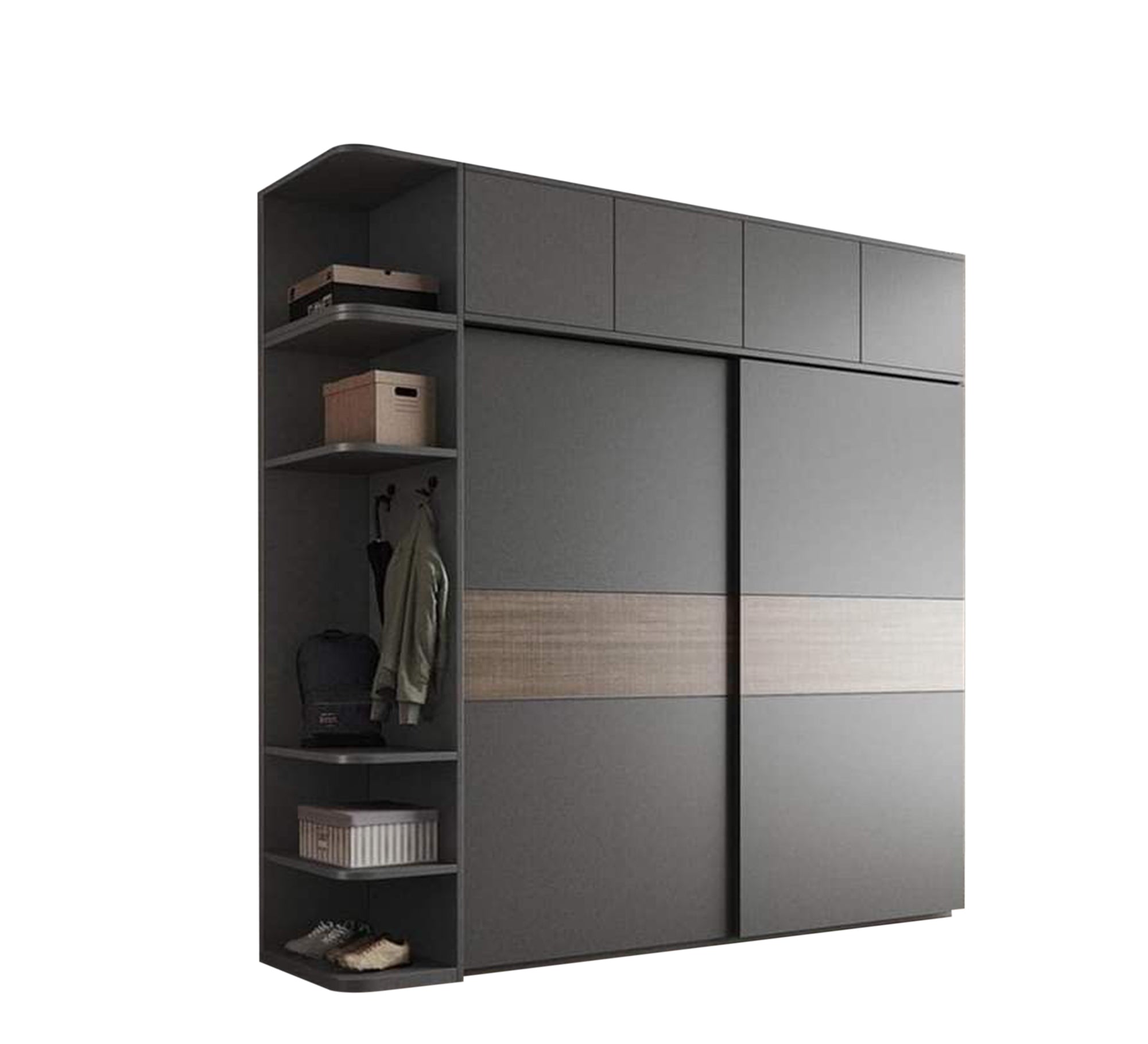 Black Cupboard with External Shelves - Stylish & Functional