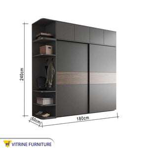 Black Cupboard with External Shelves - Stylish & Functional