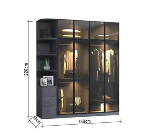 Black Wardrobe Elegant Style with Honey Glass