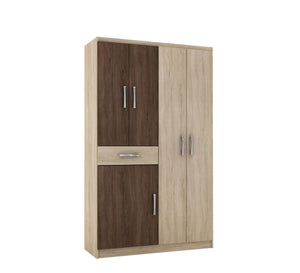 Classic Beige-Brown Wooden Wardrobe: Elegant Storage