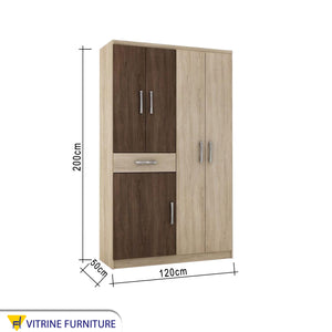 Classic Beige-Brown Wooden Wardrobe: Elegant Storage