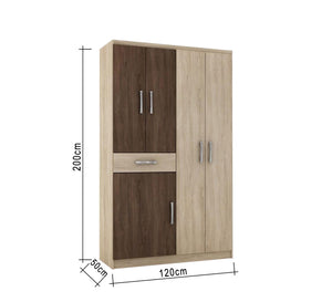 Classic Beige-Brown Wooden Wardrobe: Elegant Storage