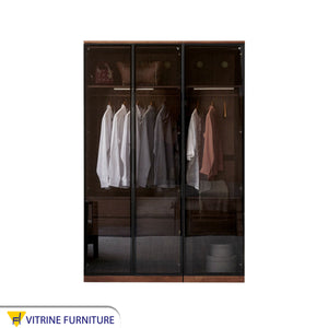 Elegance Wardrobe with Chic Glass Leaf Design, Modern Flair