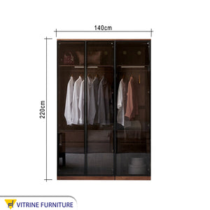 Elegance Wardrobe with Chic Glass Leaf Design, Modern Flair