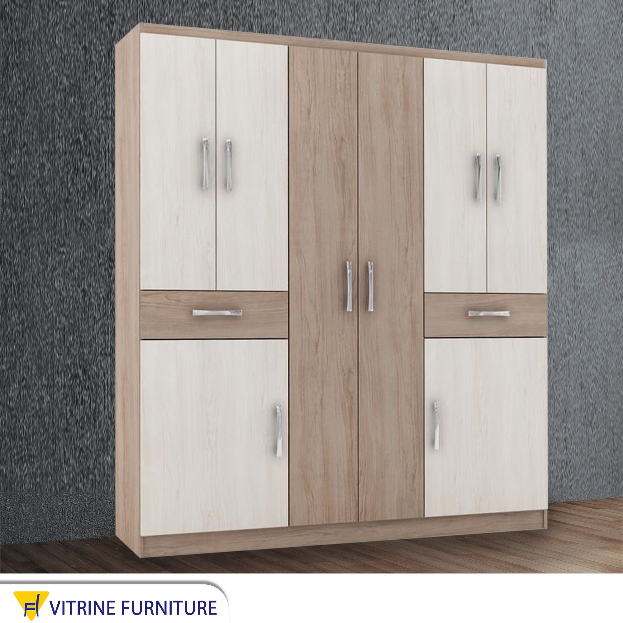 Elegance Wardrobes with Large Beige & Brown Wooden Classic