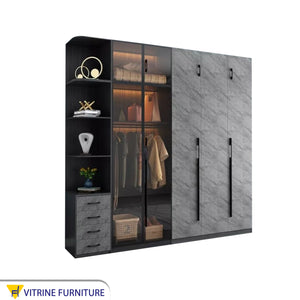 Elegant Furnishings with Glass Leaf Cupboard with Shelves