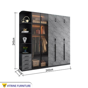 Elegant Furnishings with Glass Leaf Cupboard with Shelves