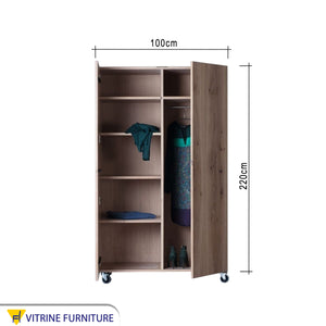 Beige Wooden Wardrobe Stylish & Mobile Storage