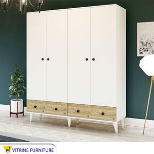 Elegance White Wardrobe with High-Leg Modern Design