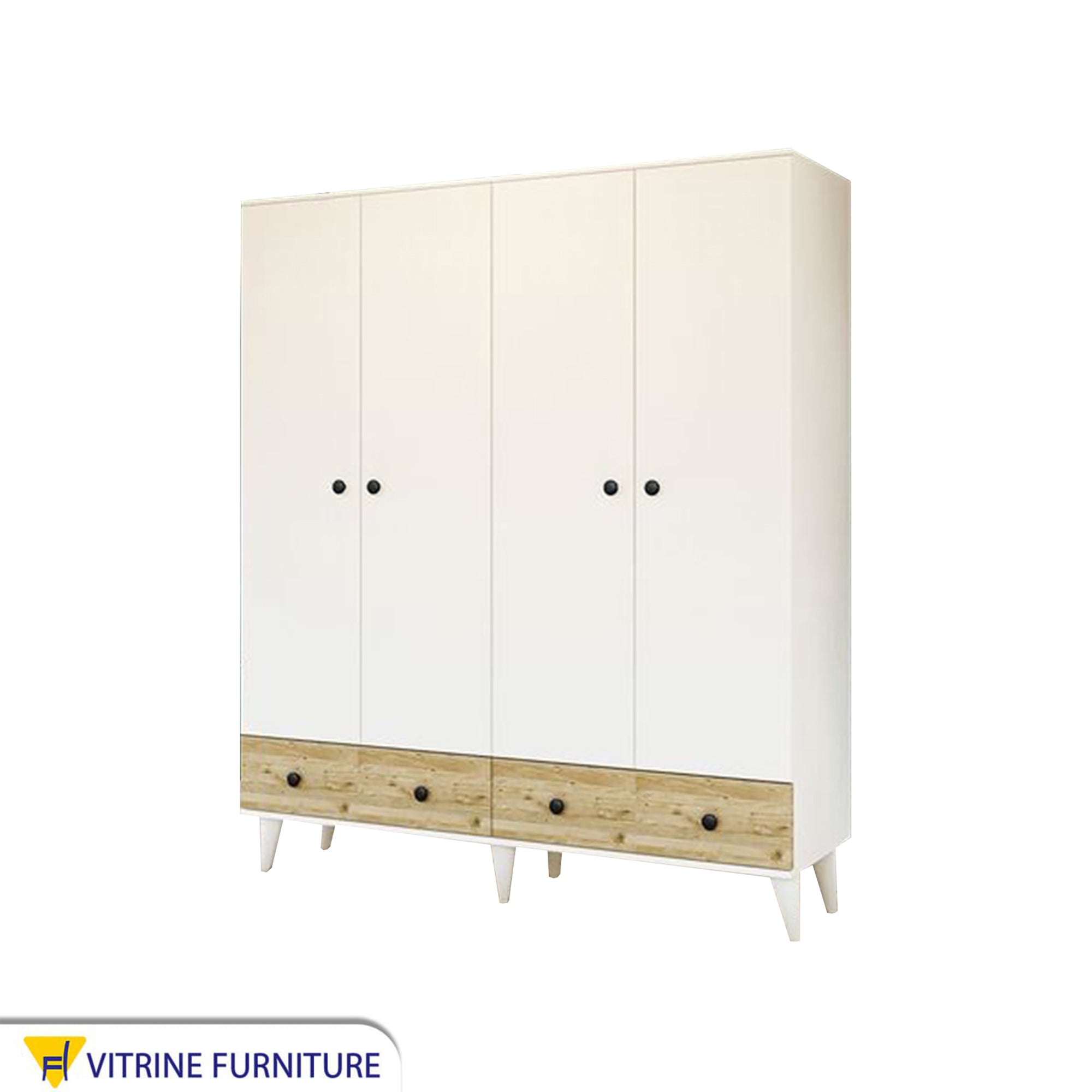 Elegance White Wardrobe with High-Leg Modern Design