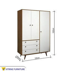 White & Brown Wardrobe with High Legs Elegance