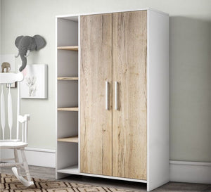 Beige & White Elegance Wardrobe with External Shelves Added